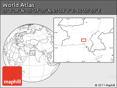 Blank Location Map of the Area around 26° 21' 4" N, 66° 22' 30" E