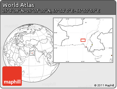 Blank Location Map of the Area around 26° 21' 4" N, 66° 22' 30" E