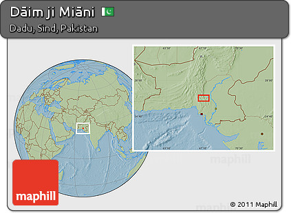 Savanna Style Location Map of Dāim Ji Miāni, hill shading