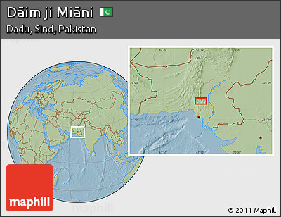 Savanna Style Location Map of Dāim Ji Miāni, hill shading