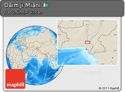 Shaded Relief Location Map of Dāim Ji Miāni