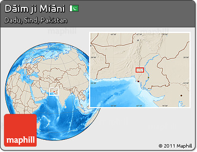 Shaded Relief Location Map of Dāim Ji Miāni