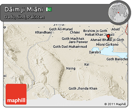 Shaded Relief Panoramic Map of Dāim Ji Miāni