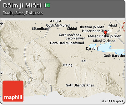 Shaded Relief Panoramic Map of Dāim Ji Miāni