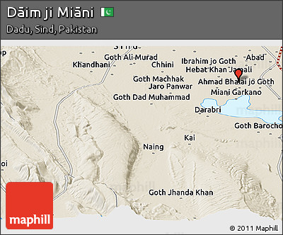 Shaded Relief Panoramic Map of Dāim Ji Miāni