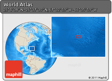 Shaded Relief Location Map of the Area around 26° 21' 4" N, 67° 4' 29" W