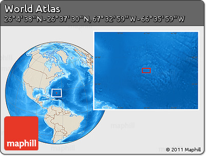 Shaded Relief Location Map of the Area around 26° 21' 4" N, 67° 4' 29" W