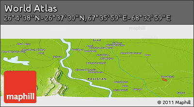 Physical Panoramic Map of the Area around 26° 21' 4" N, 68° 4' 29" E