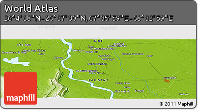 Physical Panoramic Map of the Area around 26° 21' 4" N, 68° 4' 29" E