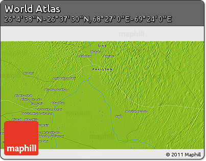 Physical 3D Map of the Area around 26° 21' 4" N, 68° 55' 30" E