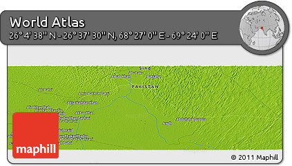 Physical Panoramic Map of the Area around 26° 21' 4" N, 68° 55' 30" E