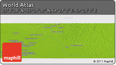 Physical Panoramic Map of the Area around 26° 21' 4" N, 68° 55' 30" E