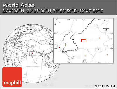 Blank Location Map of the Area around 26° 21' 4" N, 72° 19' 29" E