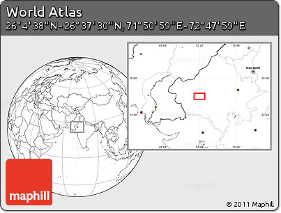 Blank Location Map of the Area around 26° 21' 4" N, 72° 19' 29" E
