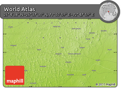 Physical Map of the Area around 26° 21' 4" N, 72° 19' 29" E