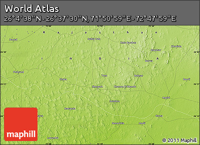 Physical Map of the Area around 26° 21' 4" N, 72° 19' 29" E