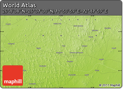 Physical Map of the Area around 26° 21' 4" N, 72° 19' 29" E