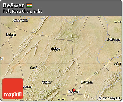 Satellite Map of Beāwar