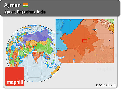 Political Location Map of Ajmer