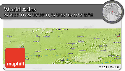 Physical Panoramic Map of the Area around 26° 21' 4" N, 76° 34' 29" E