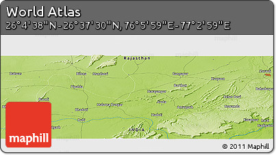 Physical Panoramic Map of the Area around 26° 21' 4" N, 76° 34' 29" E
