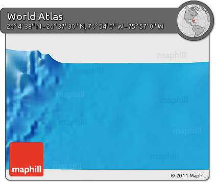 Physical 3D Map of the Area around 26° 21' 4" N, 76° 25' 30" W