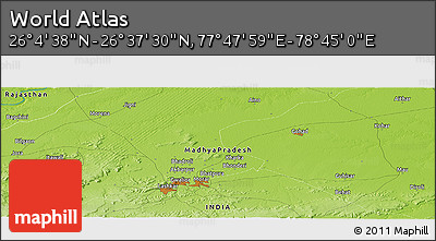 Physical Panoramic Map of the Area around 26° 21' 4" N, 78° 16' 30" E