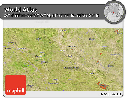 Satellite 3D Map of the Area around 26° 21' 4" N, 85° 4' 29" E