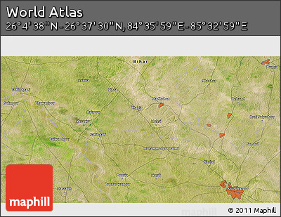 Satellite 3D Map of the Area around 26° 21' 4" N, 85° 4' 29" E