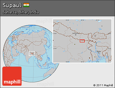 Gray Location Map of Supaul