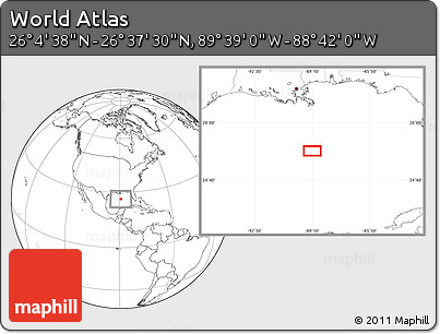 Blank Location Map of the Area around 26° 21' 4" N, 89° 10' 30" W