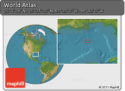 Satellite Location Map of the Area around 26° 21' 4" N, 89° 10' 30" W