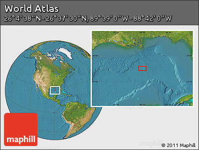 Satellite Location Map of the Area around 26° 21' 4" N, 89° 10' 30" W