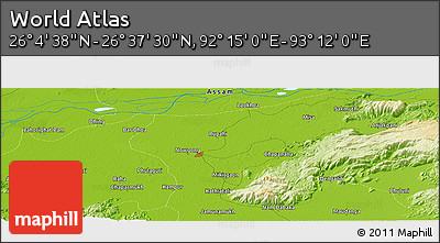 Physical Panoramic Map of the Area around 26° 21' 4" N, 92° 43' 29" E