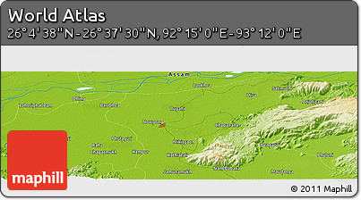 Physical Panoramic Map of the Area around 26° 21' 4" N, 92° 43' 29" E