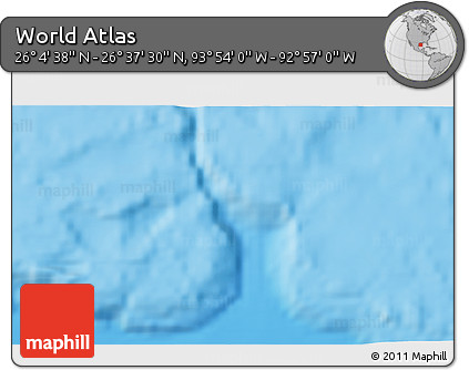 Physical 3D Map of the Area around 26° 21' 4" N, 93° 25' 30" W
