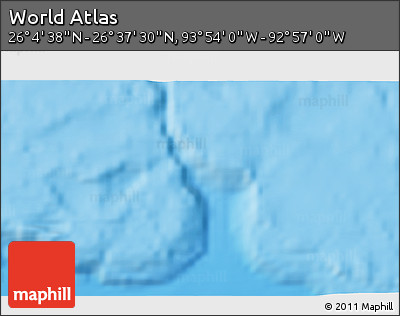 Physical 3D Map of the Area around 26° 21' 4" N, 93° 25' 30" W