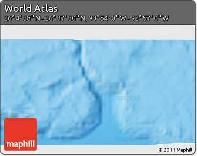 Physical 3D Map of the Area around 26° 21' 4" N, 93° 25' 30" W