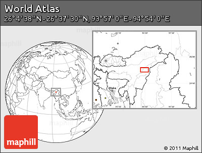 Blank Location Map of the Area around 26° 21' 4" N, 94° 25' 30" E
