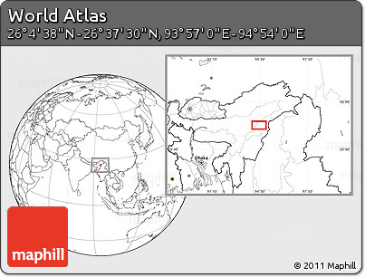 Blank Location Map of the Area around 26° 21' 4" N, 94° 25' 30" E