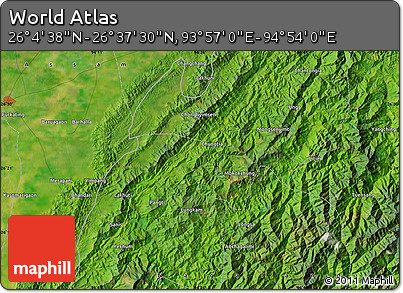 Satellite Map of the Area around 26° 21' 4" N, 94° 25' 30" E