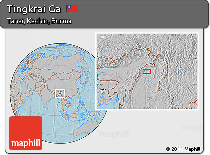 Gray Location Map of Tingkrai Ga, hill shading