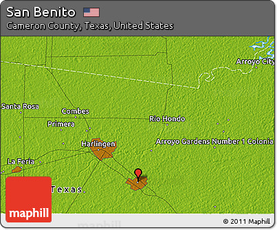 Physical 3D Map of San Benito