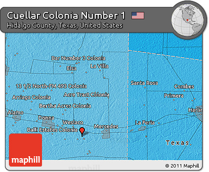 Political 3D Map of Cuellar Colonia Number 1