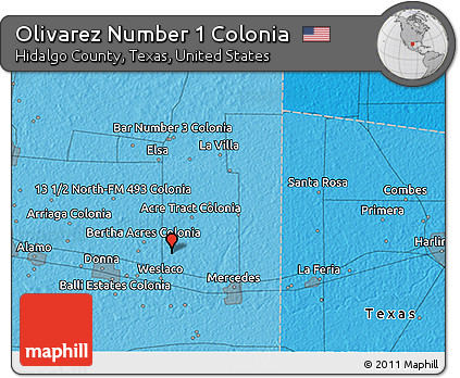 Political 3D Map of Olivarez Number 1 Colonia