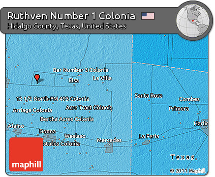 Political 3D Map of Ruthven Number 1 Colonia