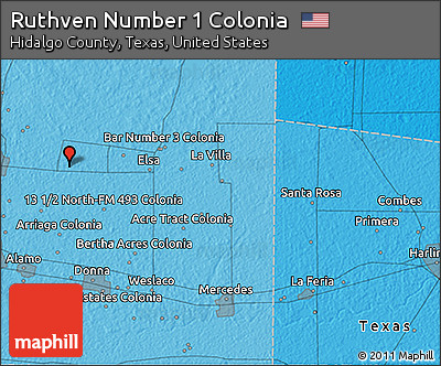 Political 3D Map of Ruthven Number 1 Colonia
