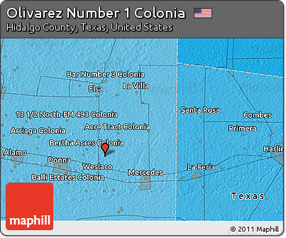Political 3D Map of Olivarez Number 1 Colonia