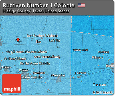 Political 3D Map of Ruthven Number 1 Colonia