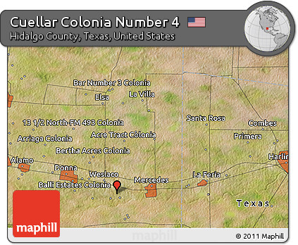 Satellite 3D Map of Cuellar Colonia Number 4